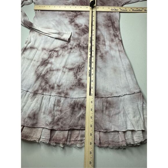 Hard Tail Forever Women's White & Brown Tie-Dye Long-Sleeve A-Line Dress Size L - Picture 4 of 7